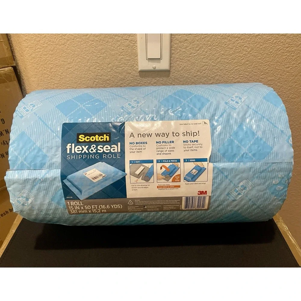 Scotch Flex & Seal Shipping Roll 15 in x 50ft Blue NEW Large Roll Discontinued